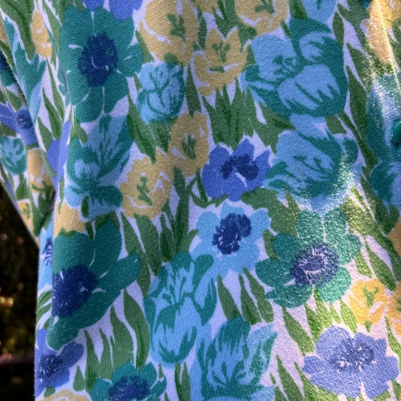 Talbots Size XL Floral Yellow Green 100% Cotton Cardigan Sweater Top Women - Picture 6 of 10